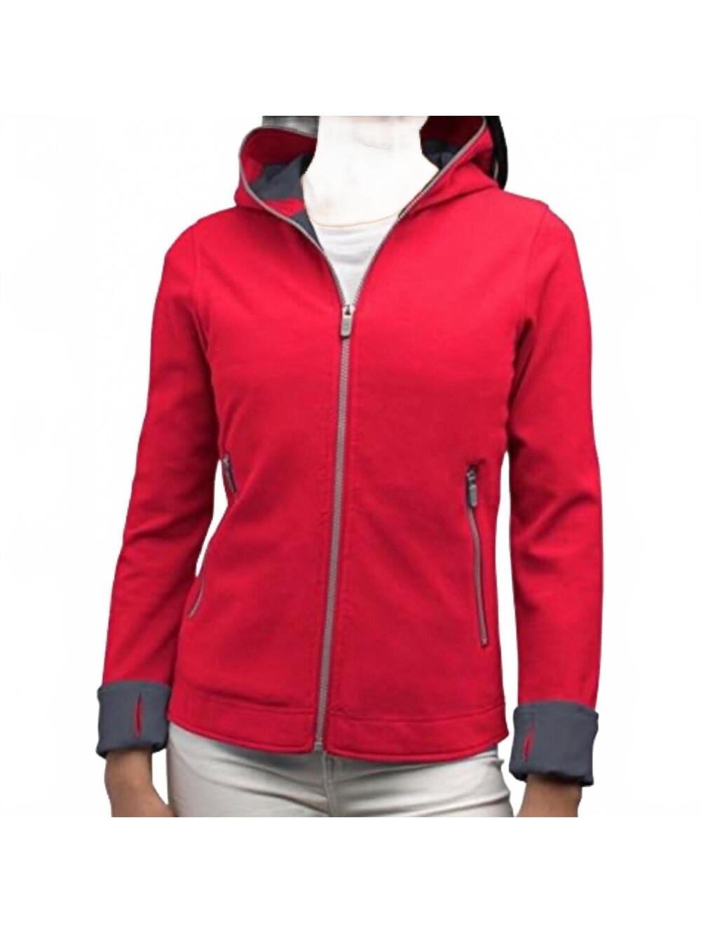 SCOTTeVEST Chloe Glow Hoodie Travel RFID Tech Multipocket Red Women Size Medium